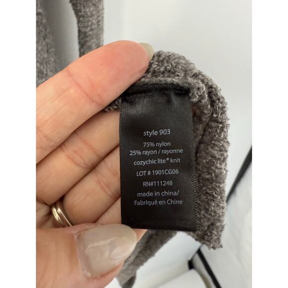 Barefoot Dreams CozyChic Lite Cardigan L/XL Gray Soft Cozy Loungewear - Picture 9 of 9